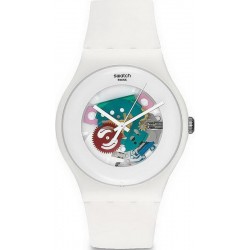 Unisex Swatch Watch New Gent White Lacquered SUOW100